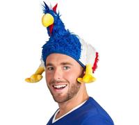 Boland Tricolour Hen Hat for Adults - Blue White Red Novelty Chicken Fan Hat for