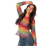 Boland Unisex Adult Fish Net Shirt, Various Sizes, Sexy Top, Disco, Party, Costume, Carnival, Theme Party, Rainbow, M-L EU