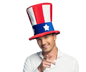 Boland USA Themed Hat, Uncle Sam Hat, Soft, Plush, 4th of July, Stars and Stripes, USA Fancy Dress Accessory, Headwear, Novelty, Party, Festival, Carnival, Halloween, Adult, One Size