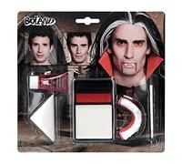 Boland Vampire Make-Up Kit - White, Red & Black Face Paint Palette with Fake Blood, Sponge, Brush & Vampire Fangs - Halloween Fancy Dress Costume Makeup Set
