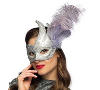 Boland Venetian Eye Mask with Feathers and Glitter - Elegant Masquerade Ball Mask for Carnival, Halloween, Costume Parties and Themed Events