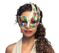 Boland Venetian Eye Mask with Feathers and Glitter - Elegant Masquerade Ball Mask for Carnival, Halloween, Costume Parties and Themed Events