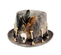 Boland Voodoo Nawu Hat - Grey Voodoo Hat with Bone and Feather Decorations, Perfect for Halloween, Cosplay, and Themed Parties