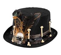 Boland Voodoo Top Hat Black Skull Bones Feathers Halloween Fancy Dress Adult