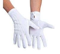 Boland - White Gloves with Press Stud, Adult Embroidery Seam on the Back of the Hand, Christmas, Santa Claus, Carnival, Halloween, Fancy Dress, Theme Party, Fancy Dress, Theatre, White, XL