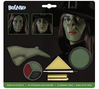 Boland Witch Make-Up Kit - Green Face Paint, Fake Witch Nose, Sponge & Brushes - Halloween Fancy Dress Costume Make Up Set for Adults & Kids