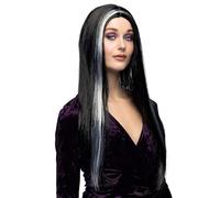 Boland Witch Aurora Long Wig, Black with White Tuft