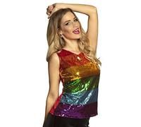 Boland 02053 Sequin Rainbow Various Sizes for Women Glitter Top Disco Queen Outfit Costume Theme Party Carnival, Multicoloured, L-XL