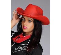 Boland Womens Western Fancy Dress Red Felt Cowboy Hat