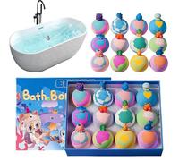Bolas De Baño Para Niños | 12 Unidades Refrescantes Arcoíris Coloridas | Regalos Cesta De Baño | Para Amigos, Adolescentes, Niños, Niñas, Hijo, Hija