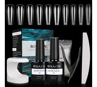 BOLASEN Gel X Nail Extension Kit With 500Pcs Ballerina Tips, 5in1 Glue and Top Coat, Lamp - Easy DIY Kit for Women