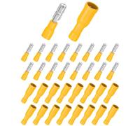 Bolatus 100Pcs Bullet Connectors Terminal, Insulated Male and Female Quick Splice Connectors Butt Wire Terminal Yellow