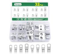 Bolatus 32Pcs Cable Lugs Set - M6 M8 SC Ring Terminals, Tinned Copper, Tubular, Crimp Type