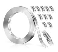 Bolatus Hose Clamp 3 Meters/9.84 Feet, Hose Clips 304 Stainless Steel DIY Worm Clamp with 10 Pcs Fasteners Adjustable Hose Pipe Clips Large Pipe Clamps Assortment for Tube and Fuel Line