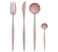 Bold 16 Pc Matte Pink Finish Cutlery Set, Durable Cutlery Set For Kitchen, Stylish Portable Cutlery Set