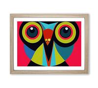 Bold Abstract Owl Vol.4 H1022 Framed Print for Living Room Bedroom Home Office Décor, Wall Art Picture Ready to Hang, Oak A2 Frame (64 x 46 cm)