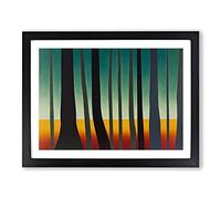 Bold Abstract Pine Tree Forest Vol.1 H1022 Framed Print for Living Room Bedroom Home Office Décor, Wall Art Picture Ready to Hang, Black A4 Frame (34 x 25 cm)