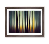 Bold Abstract Pine Tree Forest Vol.6 H1022 Framed Print for Living Room Bedroom Home Office Décor, Wall Art Picture Ready to Hang, Walnut A4 Frame (34 x 25 cm)