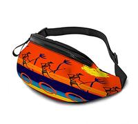 Bold African Tribal Nation Casual Waist Bag for Men Woman Abstract Sunset Argyle Lines Brush Painting Durable Fanny Pack Enjoy Sport Hiking Running Cycling Outdoor