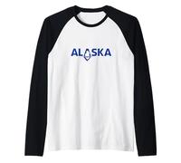 Bold Alaska Text with A Polar Bear Over A Glacier Minimalist Raglan Baseball Tee