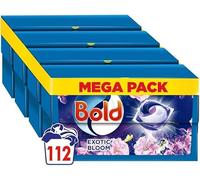 Bold All-in-1 PODS Laundry Detergent Washing Liquid Tablets/Capsules, 112 Washes (4x 28), Stain Remover For Clothes, Exotic Bloom, For Brilliant Clean With Built-In Fabric Softener