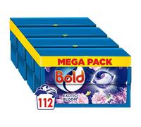 Bold All-in-1 PODS Laundry Detergent Washing Liquid Tablets/Capsules, 112 Washes (4x 28), Stain Remover For Clothes, Exotic Bloom, For Brilliant Clean