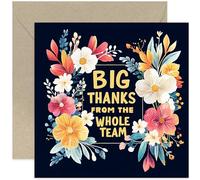 Bold and Beautiful Thank You Card for Coworker, Botanical Floral Frame, With Dark Background and Pastel Colours, Leaving, Farewell, Goodluck Gift from Team 'Big Thanks'