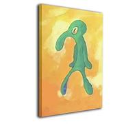 Bold and Brash Paintings Canvas Wall Home Decor, Squidward Canvas Prints Poster Framed Wall Art for Living Room Bedroom 12*16 Inch Ready to Hang