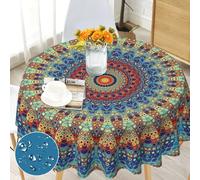 Bold And Brash Round Tablecloths for Circular Table 150cm, Boho Style Wrinkle Free Water Stain Resistant Polyester Table Cloth, Home Dinning Kitchen Party Picnic Patio Table Cover 60"