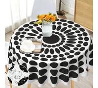 Bold And Brash Round Tablecloths for Circular Table 150cm, Wrinkle Free Water Stain Resistant Polyester Black and White Table Cloth, Home Dinning Kitchen Party Picnic Patio Table Cover 60"