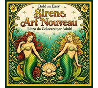 Bold and Easy Sirene Art Nouveau: Libro da Colorare per Adulti con Motivi Fantasy Marini ed Elementi Decorativi