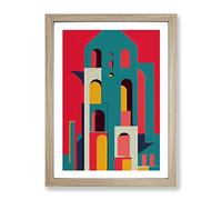 Bold Architecture No.2 Abstract Framed Print for Living Room Bedroom Home Office Décor, Wall Art Picture Ready to Hang, Oak A3 Frame (34 x 46 cm)