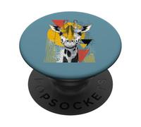 Bold Art Deco Giraffe with Geometric Shapes and Retro Style PopSockets Adhesive PopGrip