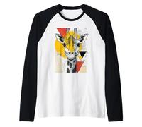 Bold Art Deco Giraffe with Geometric Shapes and Retro Style Raglan Baseball Tee