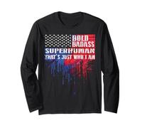 Bold Badass Superhuman Dad Grandpa Fathers Day July 4th Long Sleeve T-Shirt
