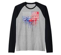 Bold Badass Superhuman Dad Grandpa Fathers Day July 4th Raglan Baseball Tee