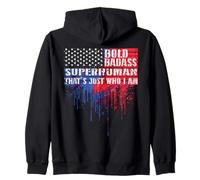 Bold Badass Superhuman Dad Grandpa Fathers Day July 4th Zip Hoodie