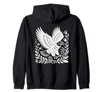Bold Bald Eagle Artwork Folk Art Style Zip Hoodie