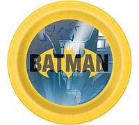 Bold Batman Dessert Plates (17cm) - Vibrant Yellow Party Plates & - Perfect for Any Superhero-Themed Celebration - 8ct