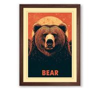 Bold Bear Retro Framed Wall Art Print A3 (42×29.7cm) Walnut, Wall Decor for Living Room, Bedroom, Office & Home, Ready to Hang, Art Gift