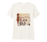 Bold Beautiful Brave Black Girl Afro Melanated Affirmations Premium T-Shirt