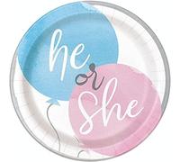 Unique Dessert Plates Bold & Beautiful Gender Reveal 17cm Dual-Colored Pink & Blue 8ct