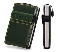 Bold Bison Military Green Card Holder Wallet with RFID Blocking for Mens, Slim Minimalist & Easy-Pull Card Slot Design, Water-Resistant Genuine Leather, Holds 10+ Cards & Cash(Olive), Olive, Slim