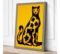 Bold Black Cat Mid Century Canvas Wall Art Print 36x24 Inch