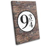 Bold Bloc Design - Kings Cross Platform 9 3/4 Typography 90x60cm - Canvas Art Print Box Framed Picture Wall Hanging - Hand Made in The UK - Framed and Ready to Hang