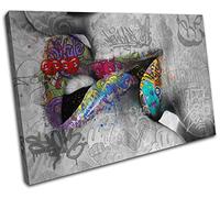 Bold Bloc Design - Lesbian Kiss Urban Graffiti 90x60cm SINGLE Canvas Art Print Box Framed Picture Wall Hanging - Hand Made In The UK - Framed And Ready To Hang 0021-0006(00B)-SG32-LO-D