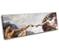 Bold Bloc Design - Michelangelo Sistine Chapel Religion 120x40cm SINGLE Canvas Art Print Box Framed Picture Wall Hanging - Hand Made In The UK - Framed And Ready To Hang RC-6481(00B)-SG31-LO-B