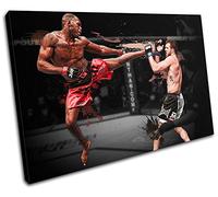 Bold Bloc Design - MMA Jon Bones Jones Sports - 45x30cm Canvas Art Print Box Framed Picture Wall Hanging - Hand Made In The UK - Framed And Ready To Hang