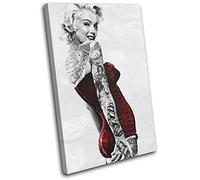 Bold Bloc Design - Monroe Tattoo Iconic Celebrities 75x50cm - Canvas Art Print Box Framed Picture Wall Hanging - Hand Made in The UK - Framed and Ready to Hang