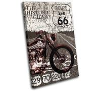 Bold Bloc Design - Route 66 Vintage Collage Vintage - 75x50cm Canvas Art Print Box Framed Picture Wall Hanging - Hand Made In The UK - Framed And Ready To Hang